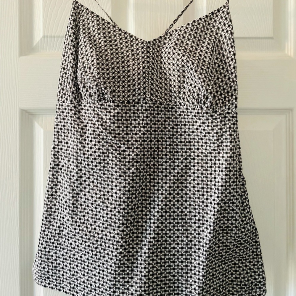 Ann Taylor cross strap gingham style top